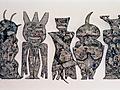 01. Treffen in Willendorf 2003, 124 x 250 cm, Draht, Papier